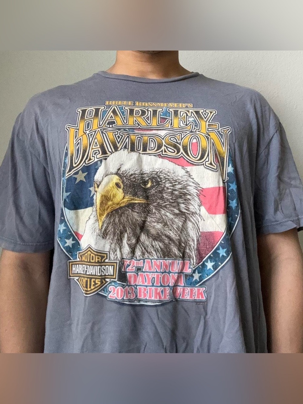Vintage Harley Davidson Florida Graphics Blue Tee Shirt